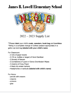 Below is our School Supply List - Coats Elementary School